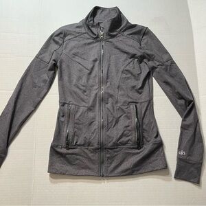 Alo GRAY Yoga Zip Front Jacket Sz XS Stretchable Pockets
